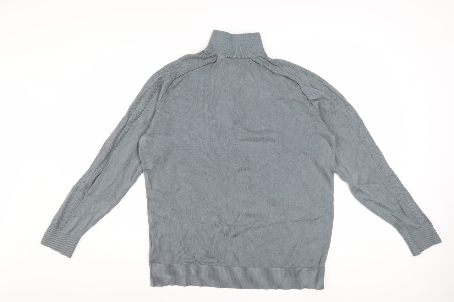 Marks and Spencer Men's Pewter 1/2 Zip High Neck Jumper Size L