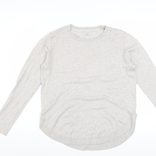 Fat Face Women Beige Wool Blend Jumper UK 10 Long Sleeve Crew Neck