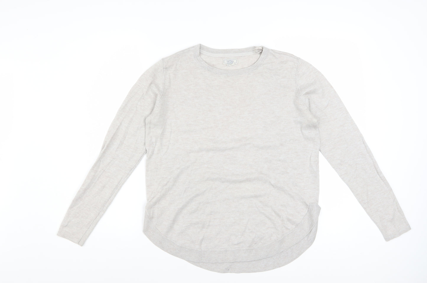 Fat Face Women Beige Wool Blend Jumper UK 10 Long Sleeve Crew Neck