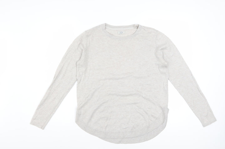 Fat Face Women Beige Wool Blend Jumper UK 10 Long Sleeve Crew Neck