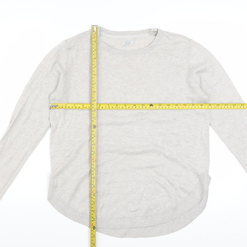 Fat Face Women Beige Wool Blend Jumper UK 10 Long Sleeve Crew Neck