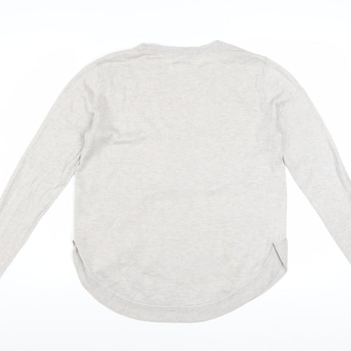Fat Face Women Beige Wool Blend Jumper UK 10 Long Sleeve Crew Neck
