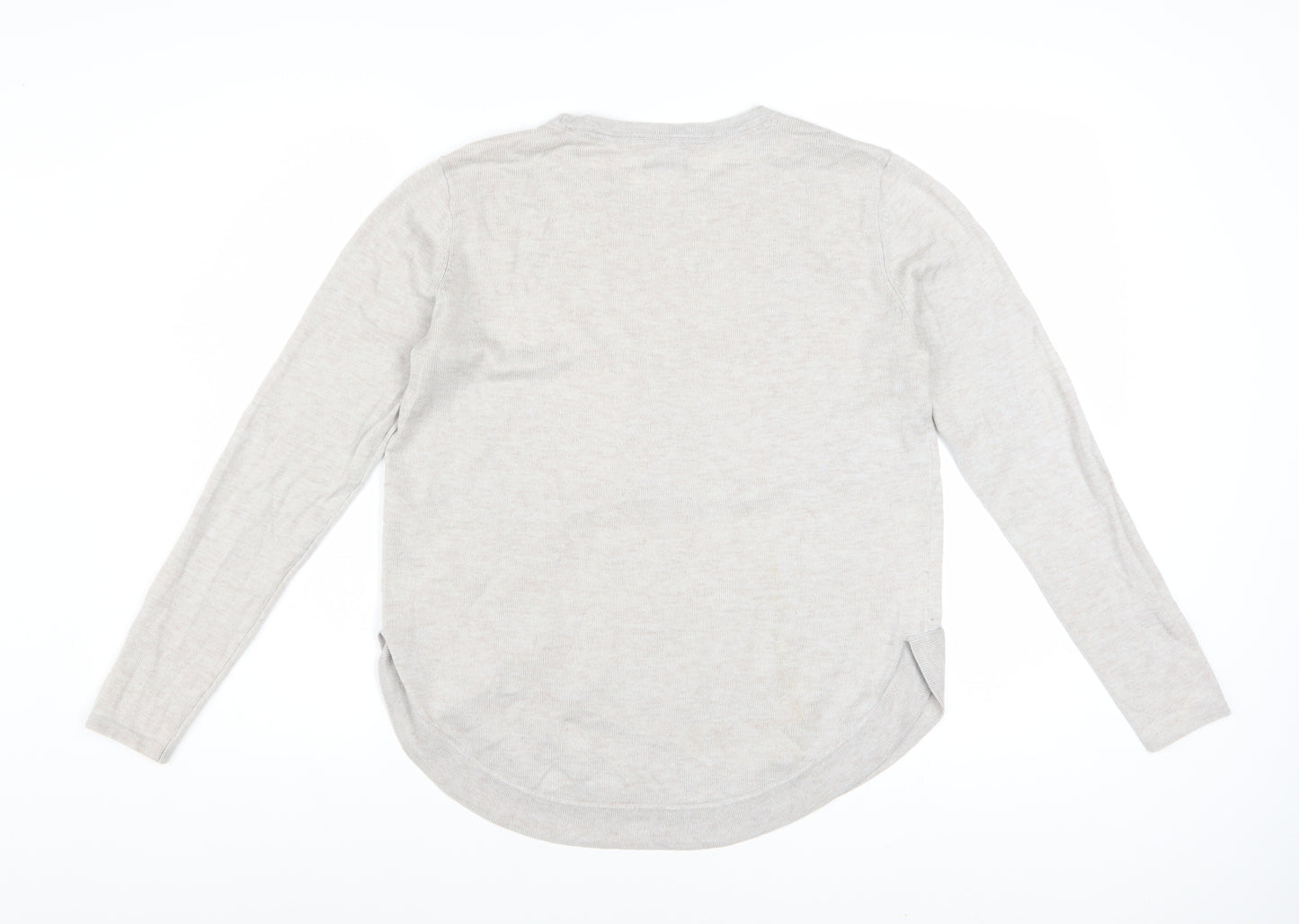 Fat Face Women Beige Wool Blend Jumper UK 10 Long Sleeve Crew Neck