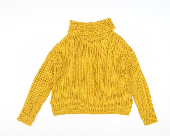 Roman Womens Yellow Roll Neck Chunky Knit Pullover Jumper Size 14