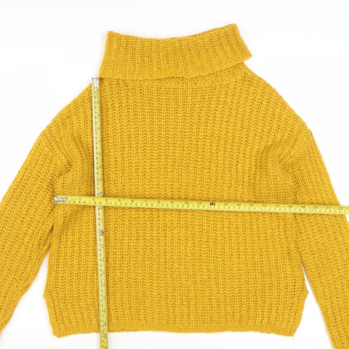 Roman Womens Yellow Roll Neck Chunky Knit Pullover Jumper Size 14