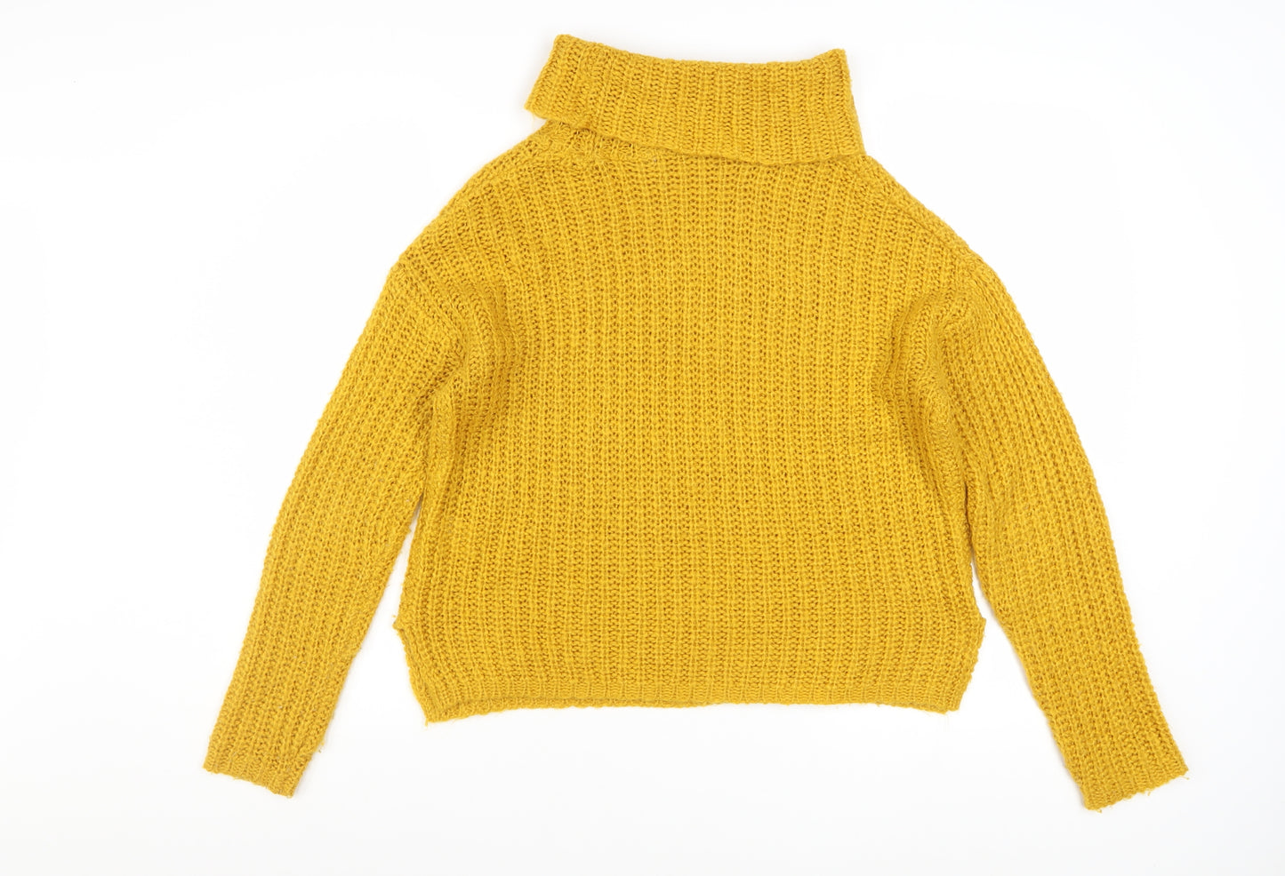 Roman Womens Yellow Roll Neck Chunky Knit Pullover Jumper Size 14
