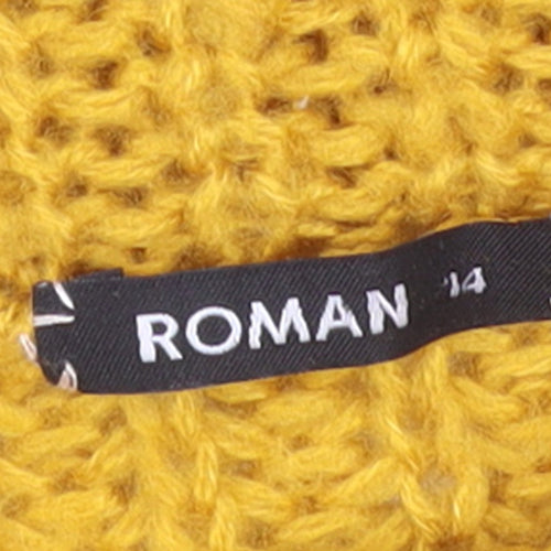Roman Womens Yellow Roll Neck Chunky Knit Pullover Jumper Size 14