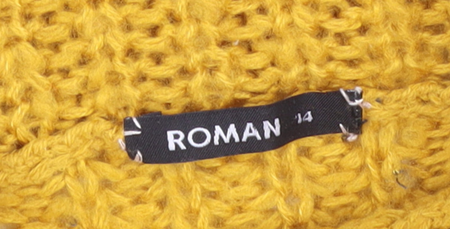 Roman Womens Yellow Roll Neck Chunky Knit Pullover Jumper Size 14