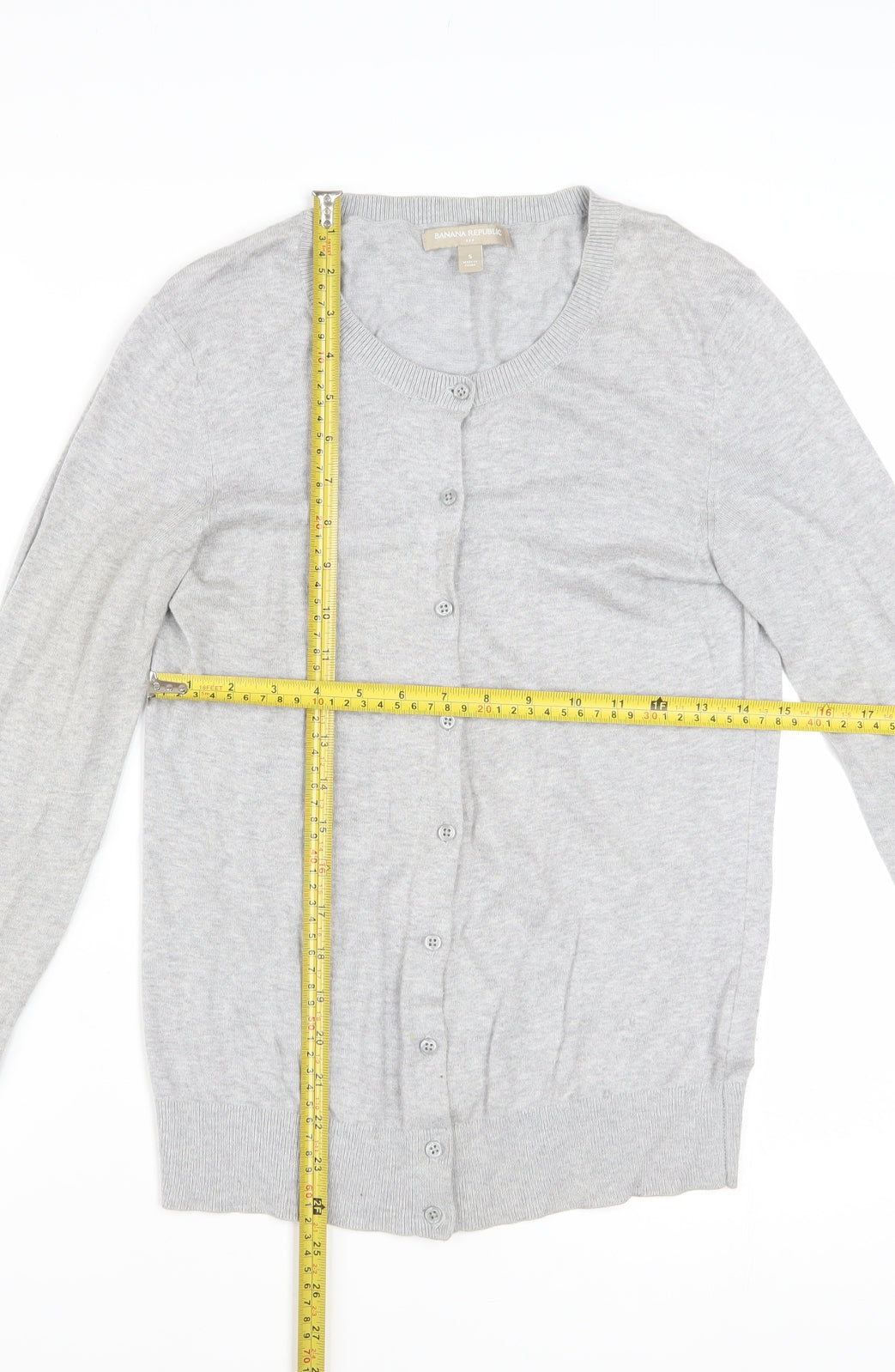 Banana Republic Women’s Grey Cotton Blend Button Cardigan Size S