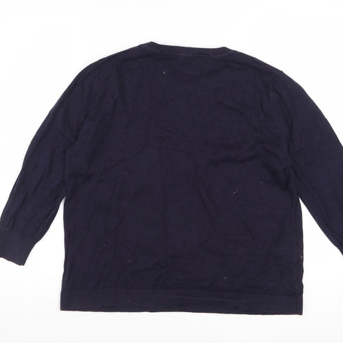Oasis Women Blue Cotton Blend Heart Pullover Jumper L