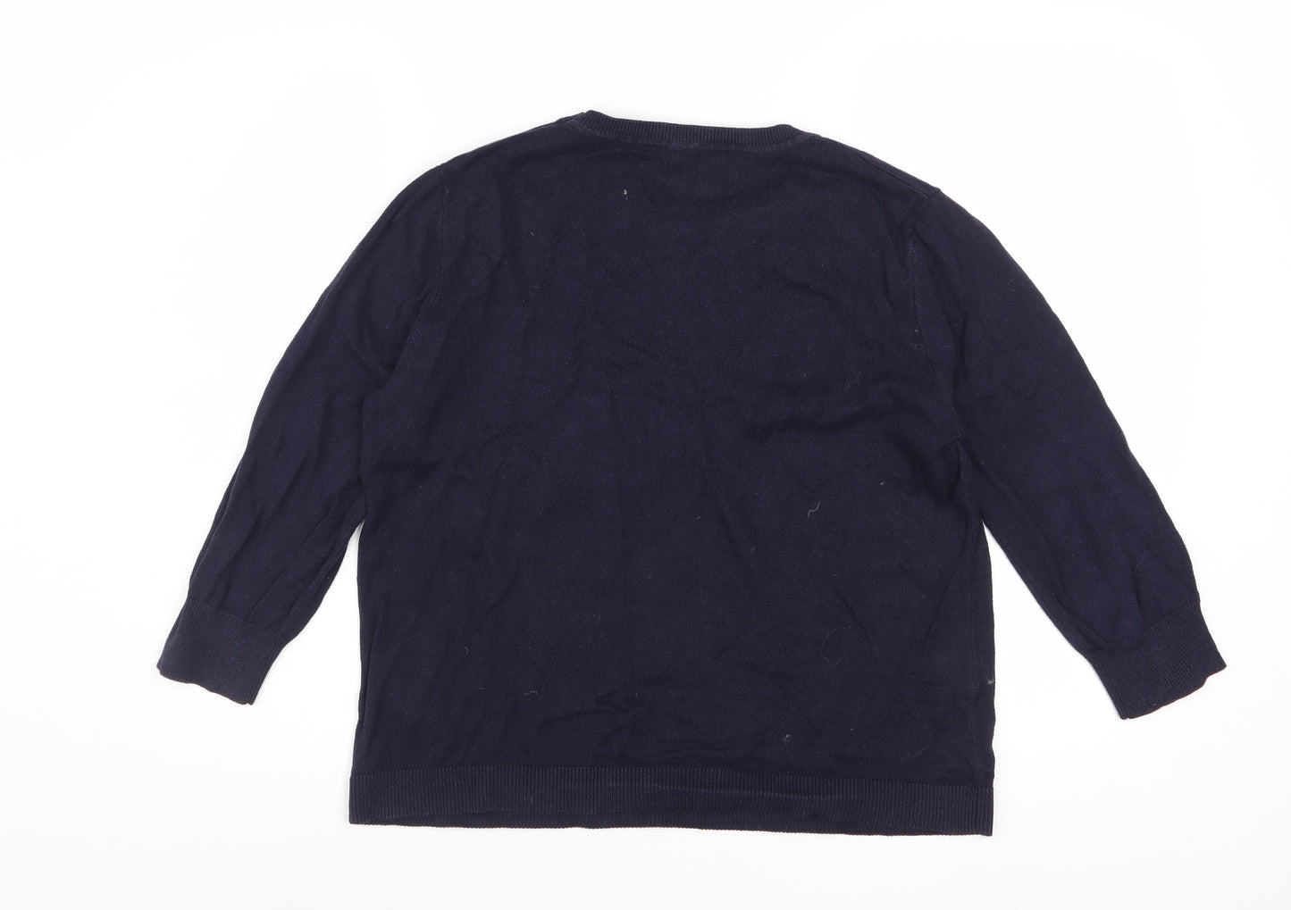 Oasis Women Blue Cotton Blend Heart Pullover Jumper L