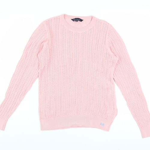 Crew Clothing Women’s Pink Cotton Cable-Knit Jumper Size 10