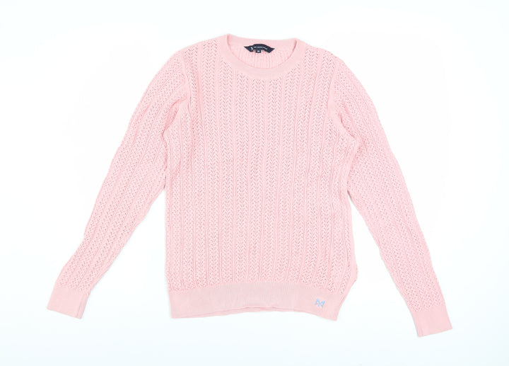 Crew Clothing Women’s Pink Cotton Cable-Knit Jumper Size 10