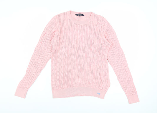 Crew Clothing Women’s Pink Cotton Cable-Knit Jumper Size 10