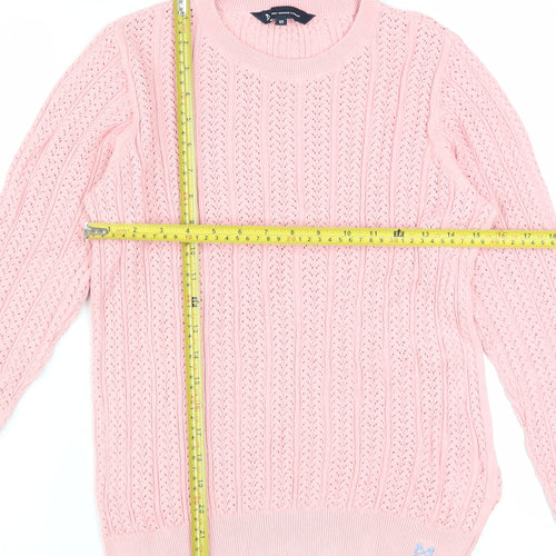 Crew Clothing Women’s Pink Cotton Cable-Knit Jumper Size 10