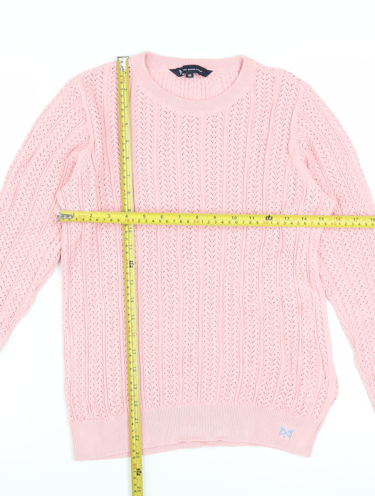 Crew Clothing Women’s Pink Cotton Cable-Knit Jumper Size 10