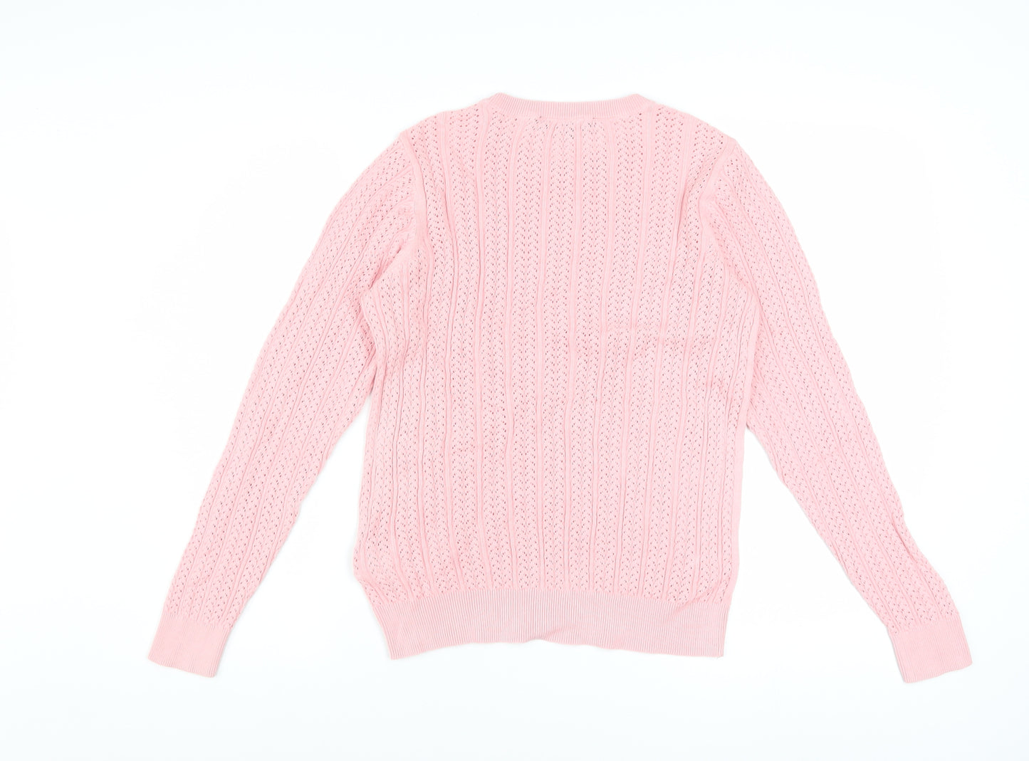 Crew Clothing Women’s Pink Cotton Cable-Knit Jumper Size 10