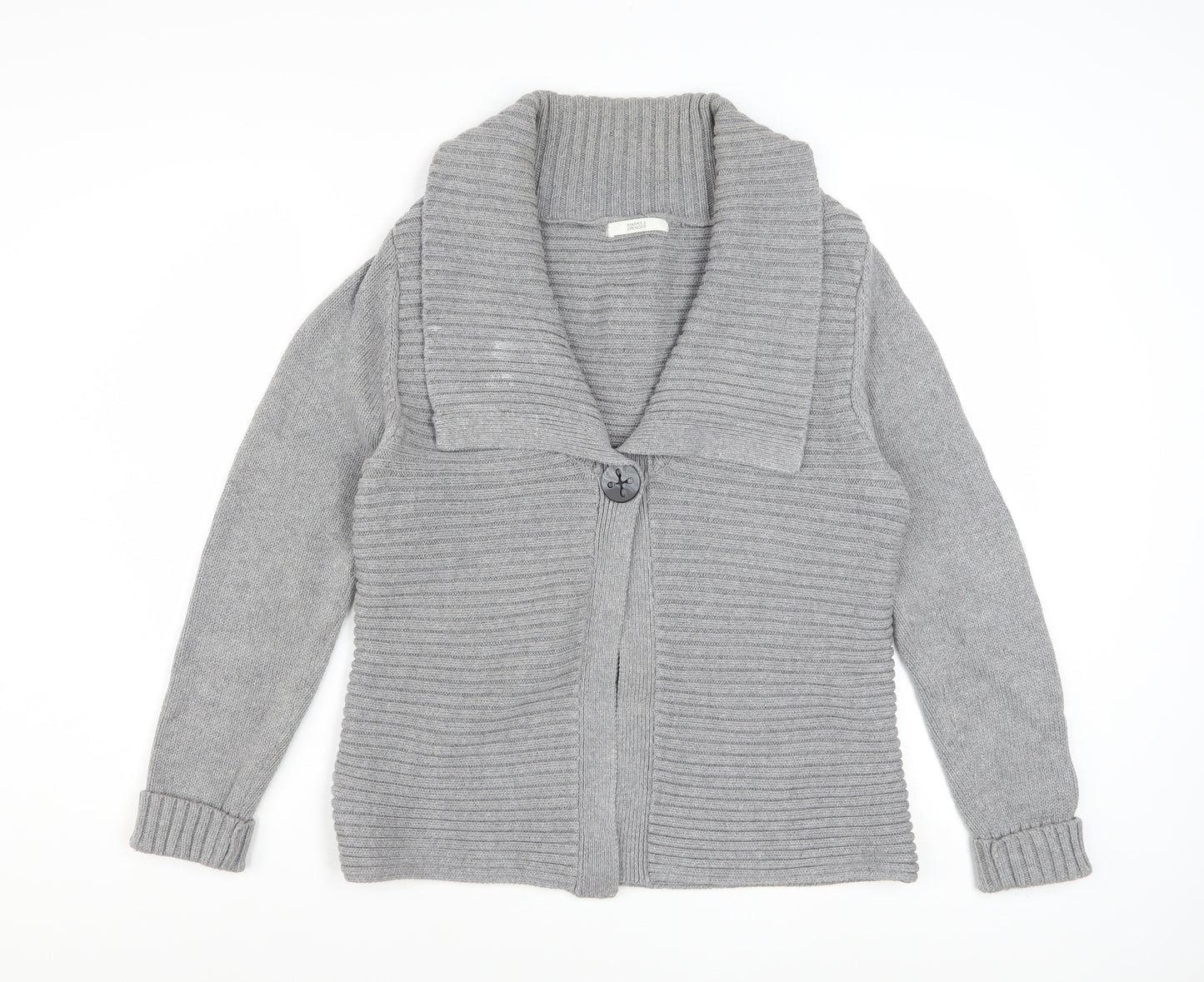 Marks and Spencer Women’s Grey Cotton Blend Button Cardigan Size 16