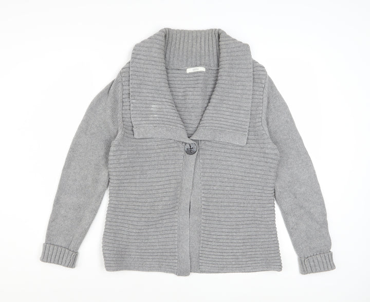 Marks and Spencer Women’s Grey Cotton Blend Button Cardigan Size 16