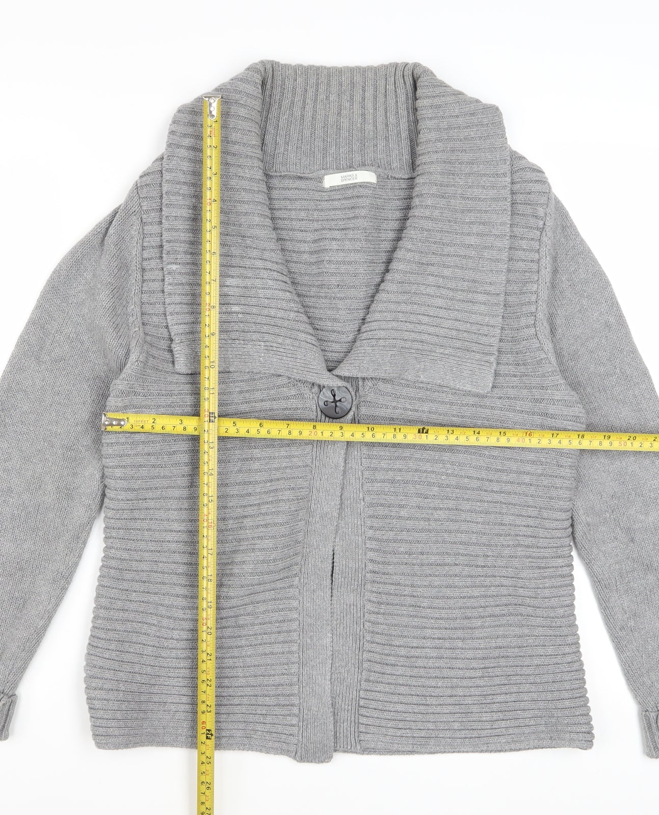 Marks and Spencer Women’s Grey Cotton Blend Button Cardigan Size 16