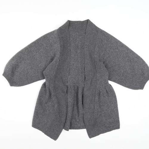 Jaeger Womens Grey 100% Cashmere 3/4 Sleeve Open Cardigan M