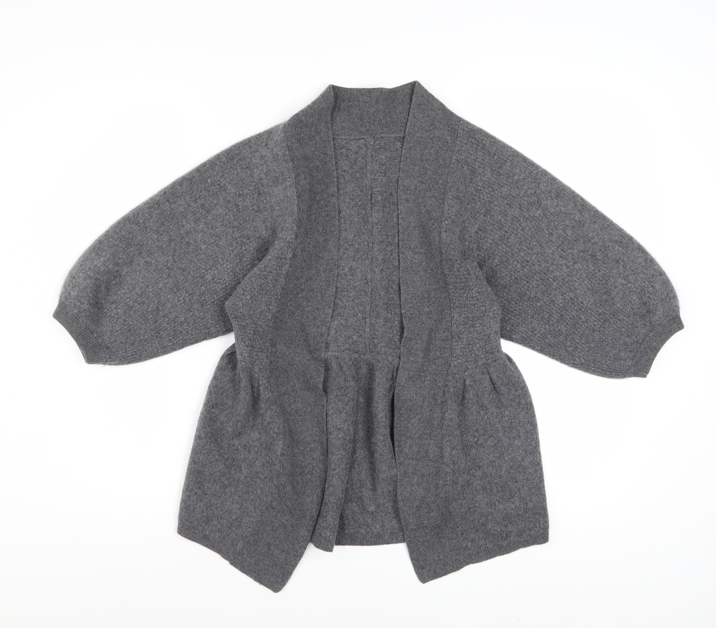 Jaeger Womens Grey 100% Cashmere 3/4 Sleeve Open Cardigan M