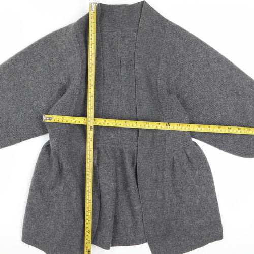 Jaeger Womens Grey 100% Cashmere 3/4 Sleeve Open Cardigan M