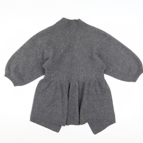 Jaeger Womens Grey 100% Cashmere 3/4 Sleeve Open Cardigan M