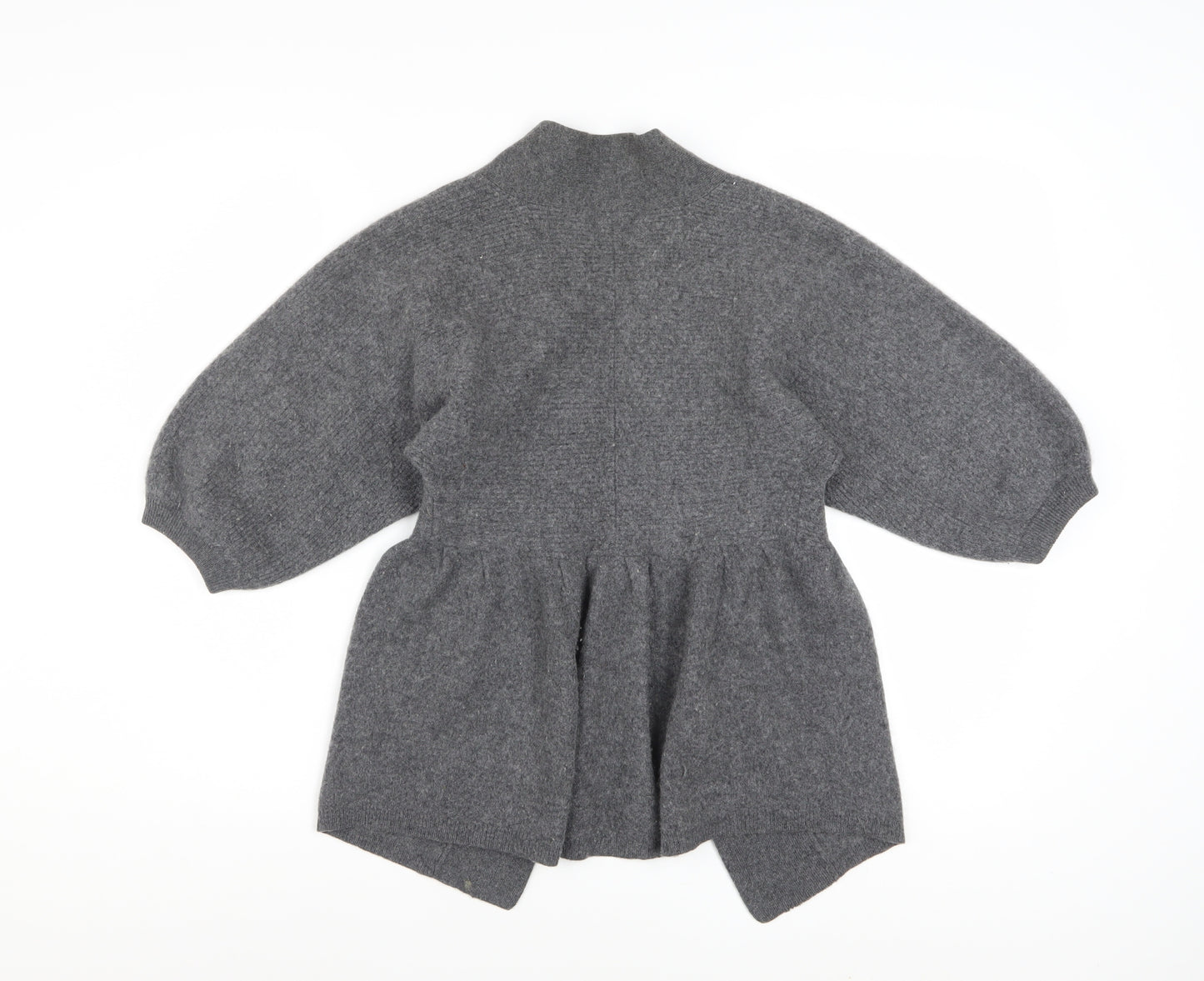 Jaeger Womens Grey 100% Cashmere 3/4 Sleeve Open Cardigan M