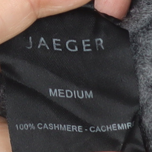 Jaeger Womens Grey 100% Cashmere 3/4 Sleeve Open Cardigan M
