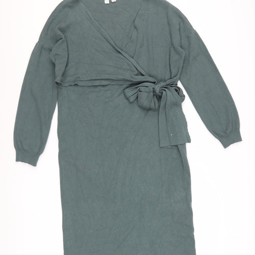 Rainbow Women’s Green Knit Wrap Dress Size 10-12 Long Sleeve