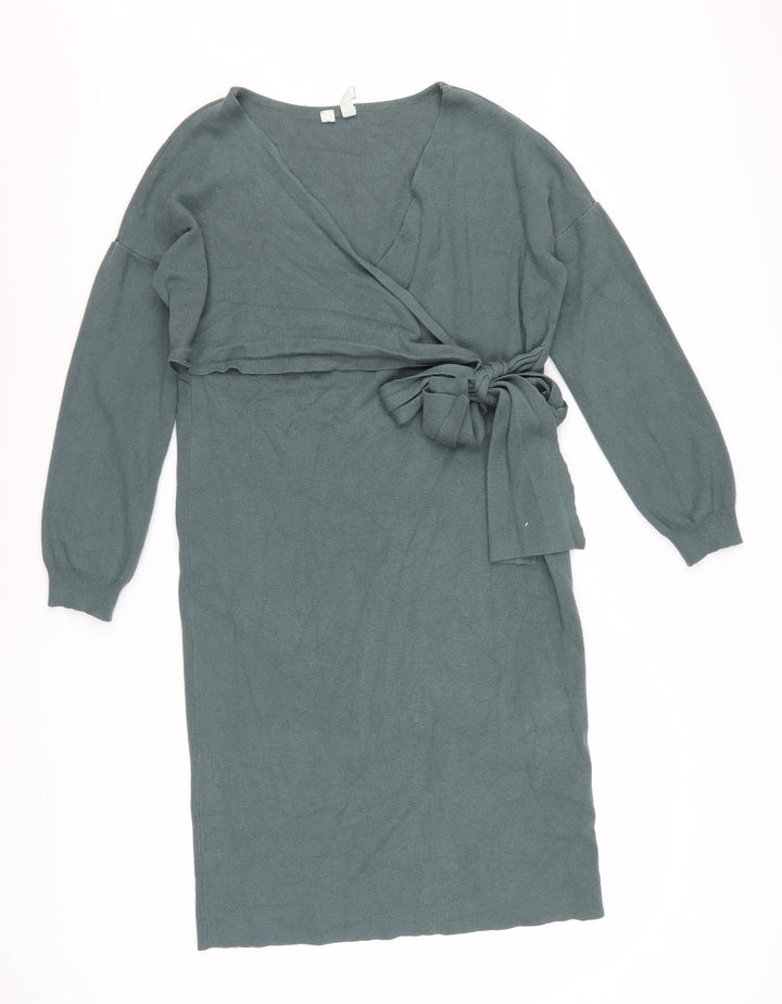 Rainbow Women’s Green Knit Wrap Dress Size 10-12 Long Sleeve