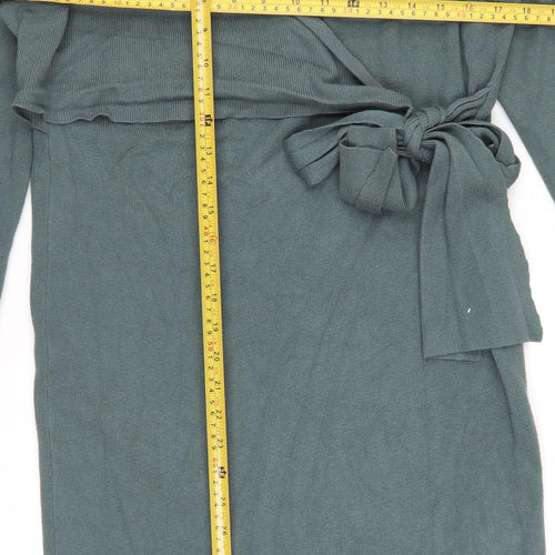 Rainbow Women’s Green Knit Wrap Dress Size 10-12 Long Sleeve
