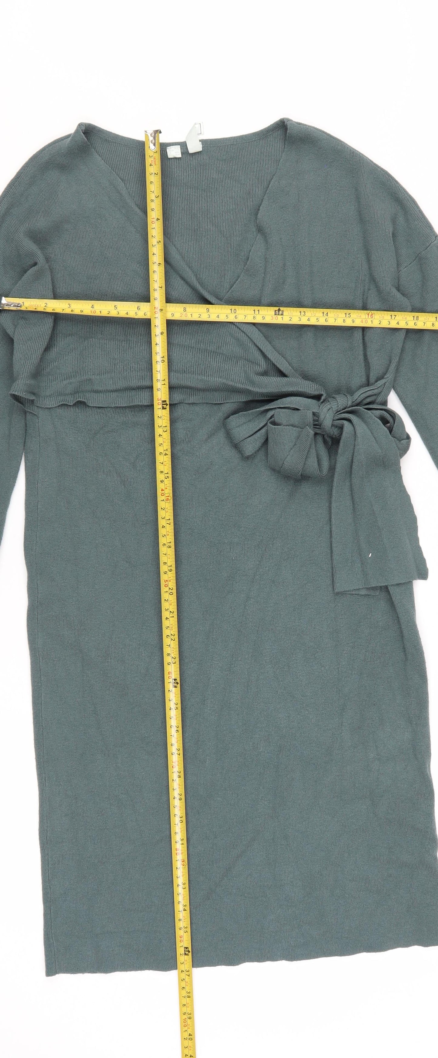 Rainbow Women’s Green Knit Wrap Dress Size 10-12 Long Sleeve