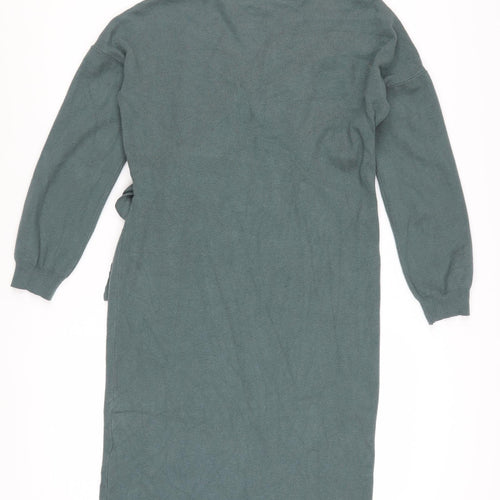 Rainbow Women’s Green Knit Wrap Dress Size 10-12 Long Sleeve