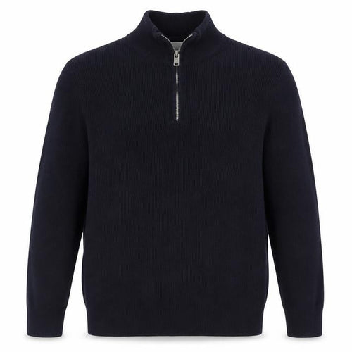 H&M Men Black Cotton 1/2 Zip High Neck Slim Fit Jumper L