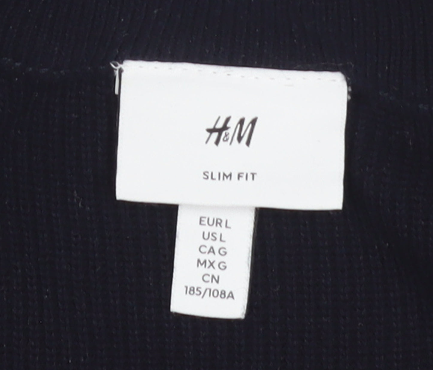 H&M Men Black Cotton 1/2 Zip High Neck Slim Fit Jumper L