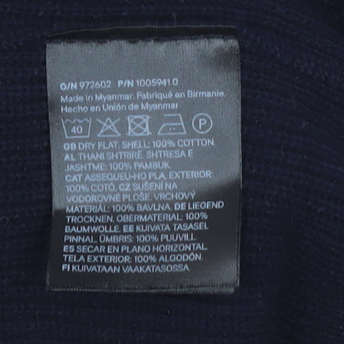 H&M Men Black Cotton 1/2 Zip High Neck Slim Fit Jumper L