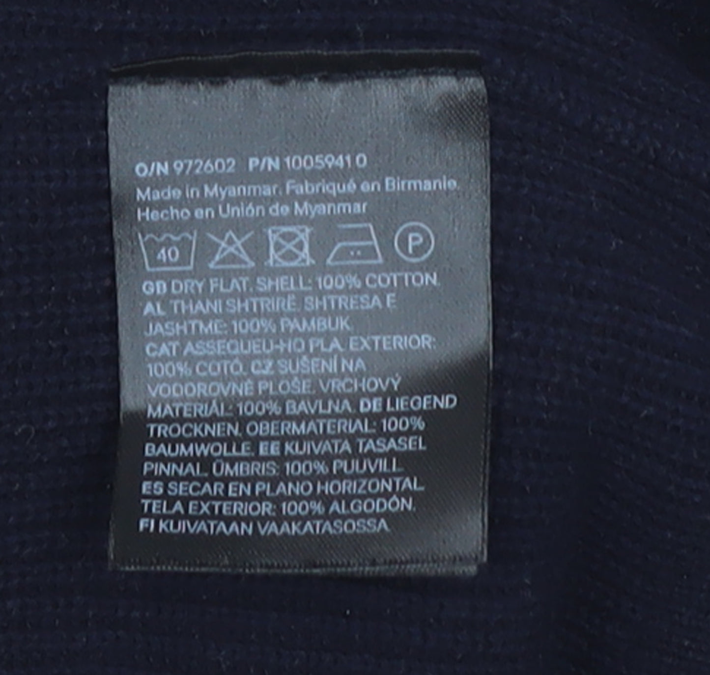H&M Men Black Cotton 1/2 Zip High Neck Slim Fit Jumper L
