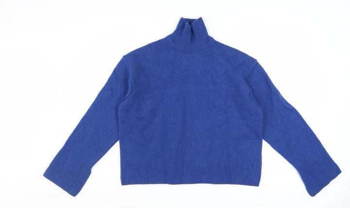 Weekday Women's Blue Roll Neck Wool Jumper XS