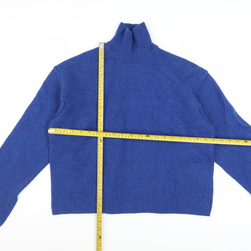 Weekday Women's Blue Roll Neck Wool Jumper XS