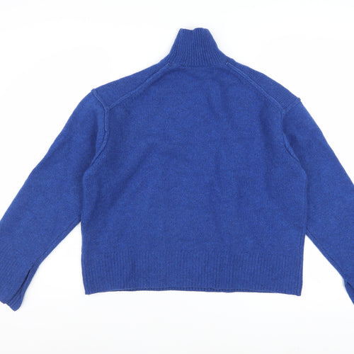 Weekday Women's Blue Roll Neck Wool Jumper XS