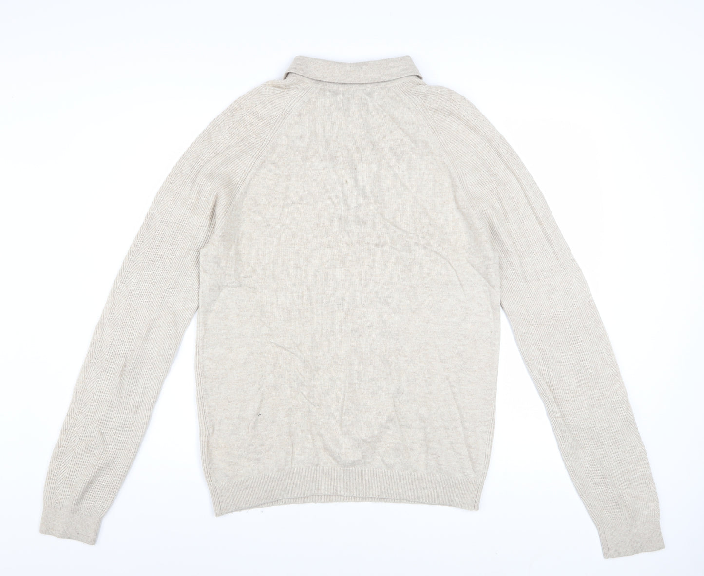 Reiss Men’s Beige Collared Full Zip Knit Jumper M