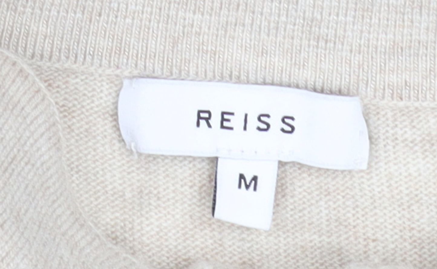 Reiss Men’s Beige Collared Full Zip Knit Jumper M