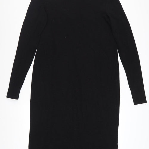 COS Women Black Knit Bodycon Long Sleeve Knee Dress Size 12