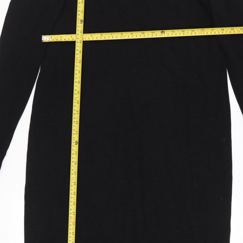 COS Women Black Knit Bodycon Long Sleeve Knee Dress Size 12