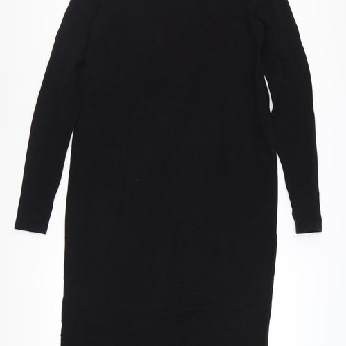 COS Women Black Knit Bodycon Long Sleeve Knee Dress Size 12