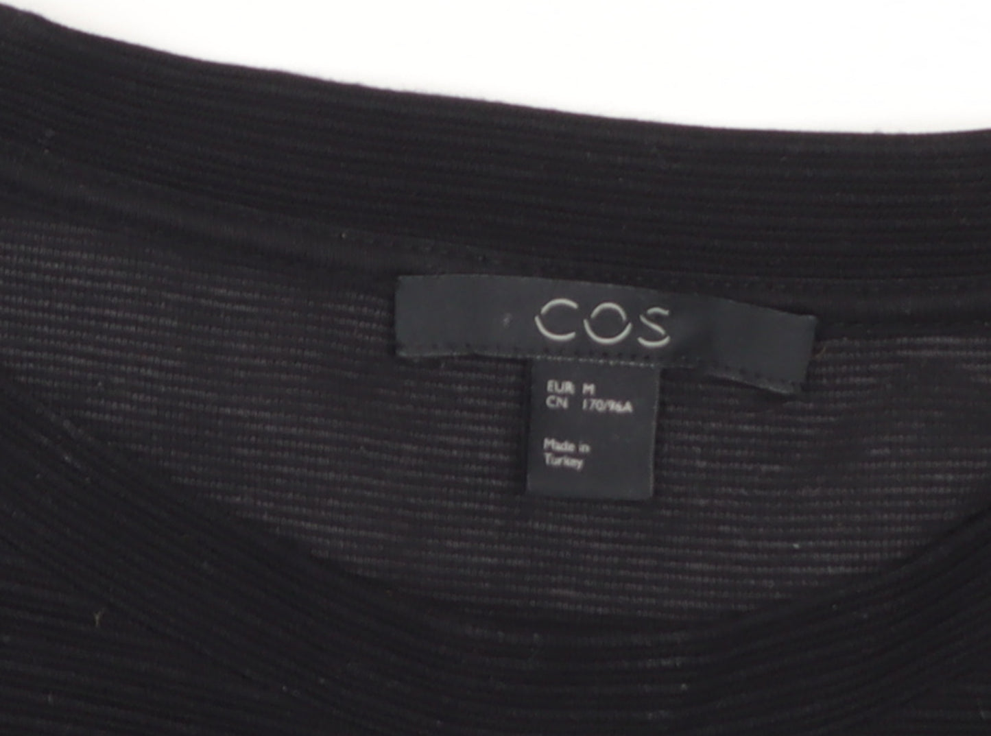 COS Women Black Knit Bodycon Long Sleeve Knee Dress Size 12