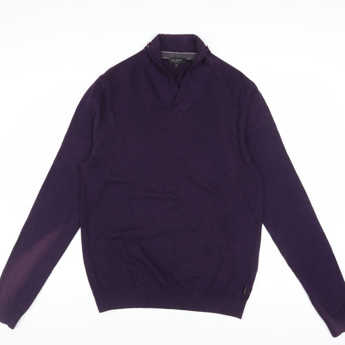 Ted Baker Men’s Purple Wool Blend V-Neck Jumper Size L