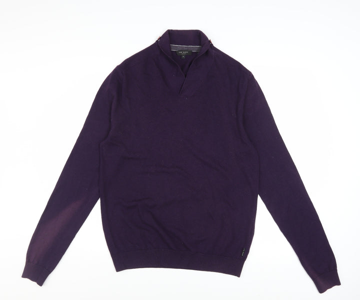 Ted Baker Men’s Purple Wool Blend V-Neck Jumper Size L